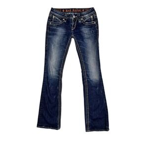 Rock Revival Leah Bootcut Jeans Womens 26 Dark Wash Distressed RJ8305B Low Rise
